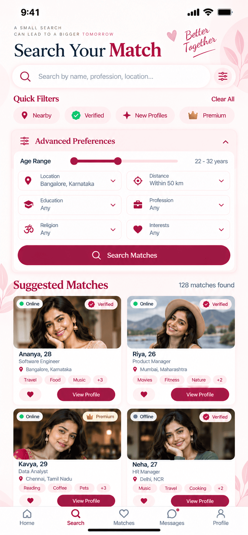 User Profile, Horoscope & Family Info